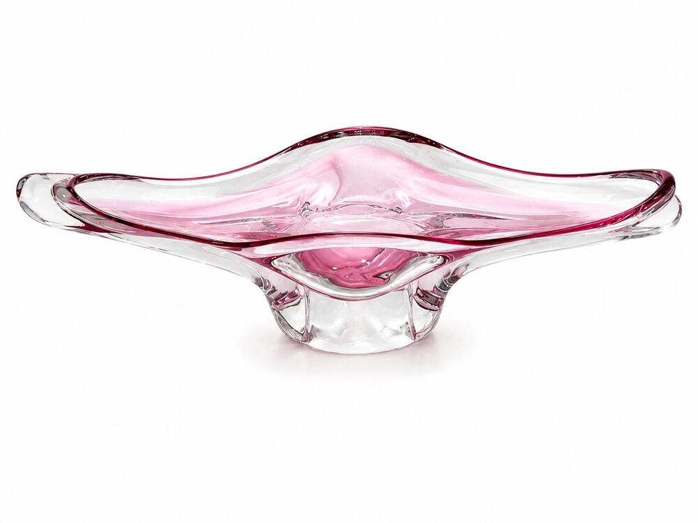 Vtg Murano Seguso Cranberry Sommerso MCM Italian Glass Centerpiece 16”